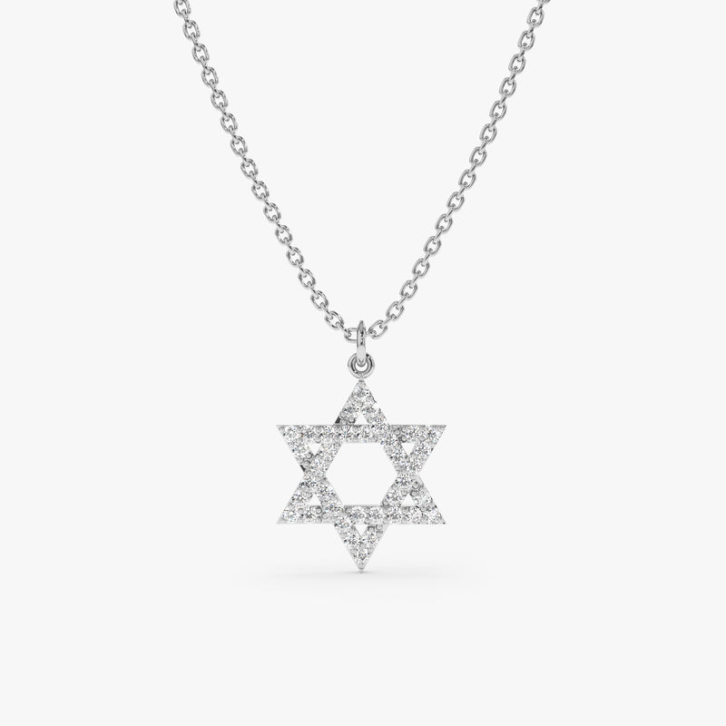 White Gold Diamond Star of David Necklace