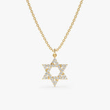 Yellow Gold Diamond Star of David Necklace