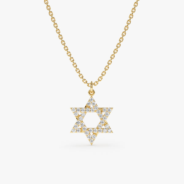 Yellow Gold Diamond Star of David Necklace