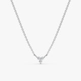 White Gold 3 Diamond Cluster Necklace