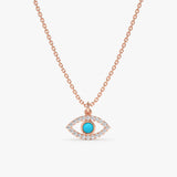 Rose Gold Turquoise Protection Eye Pendant