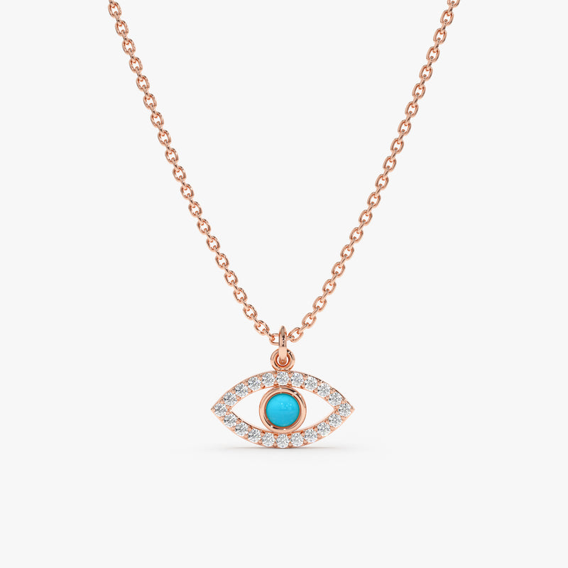 Rose Gold Turquoise Protection Eye Pendant