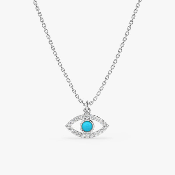 White Gold Turquoise Lucky Eye Pendant
