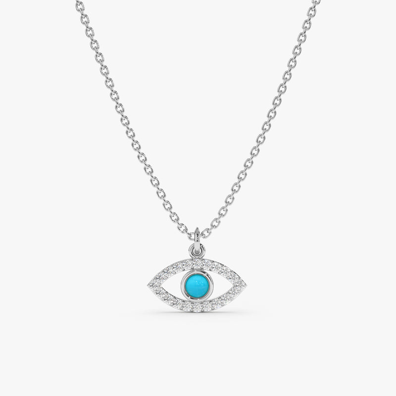 White Gold Turquoise Lucky Eye Pendant