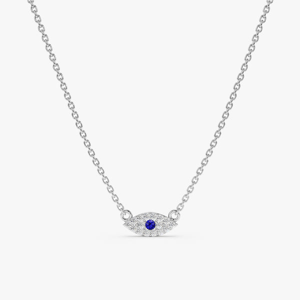 White Gold Diamond Pavé Evil Eye Necklace