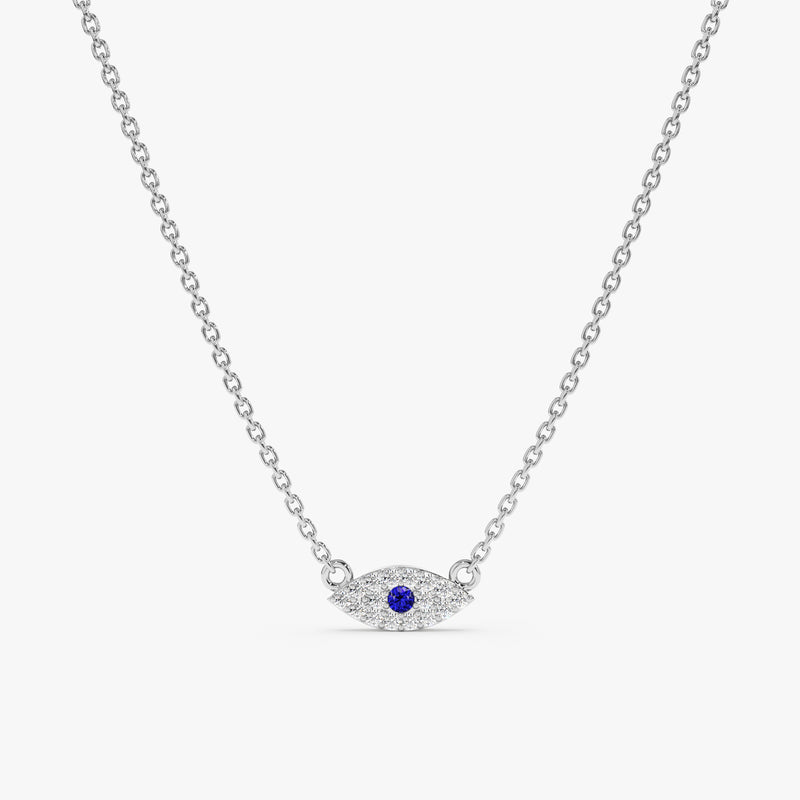 White Gold Diamond Pavé Evil Eye Necklace