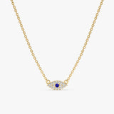 Yellow Gold Diamond Pavé Evil Eye Necklace