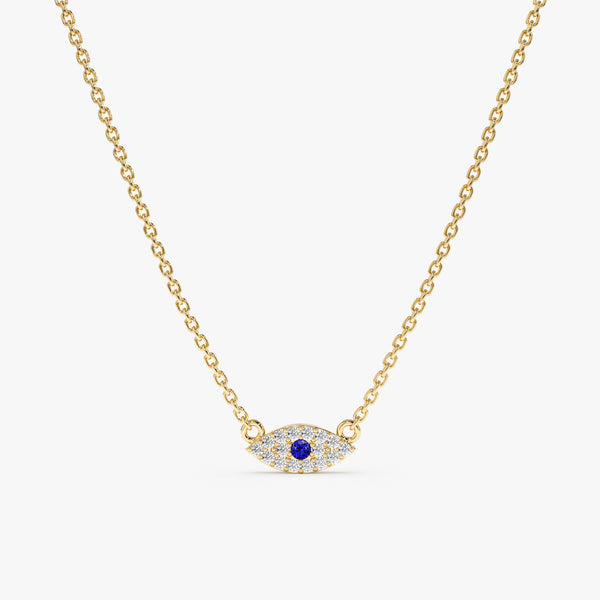 Yellow Gold Diamond Pavé Evil Eye Necklace