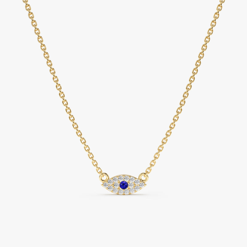Yellow Gold Diamond Pavé Evil Eye Necklace