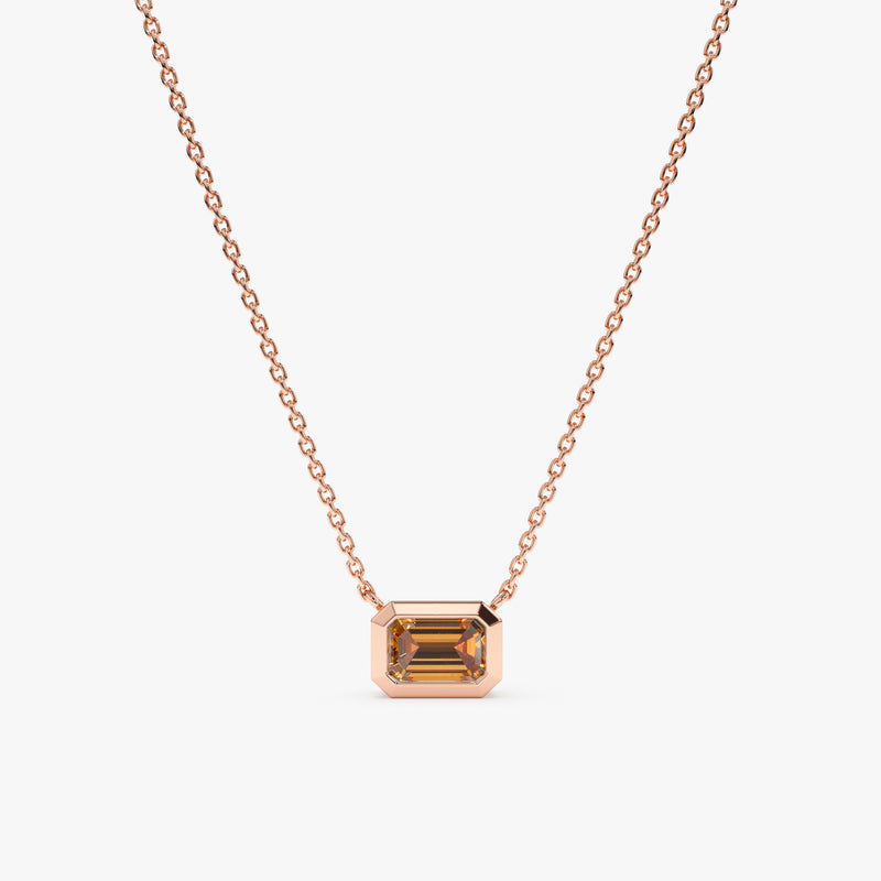 Rose Gold natural Citrine stone Pendant necklace