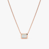 solid 14k Rose Gold Octagon Opal pendant Necklace