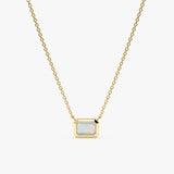 solid Yellow Gold natural Opal Necklace