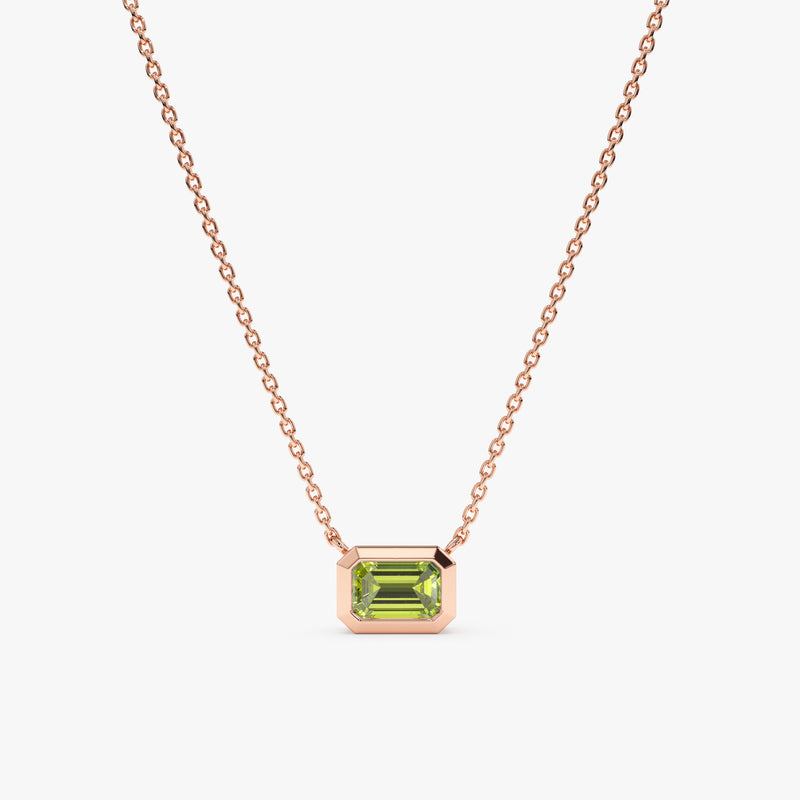 Rose Gold Natural Peridot Necklace