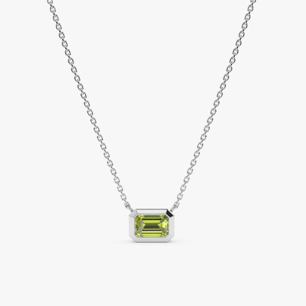 White Gold August Month Peridot Necklace