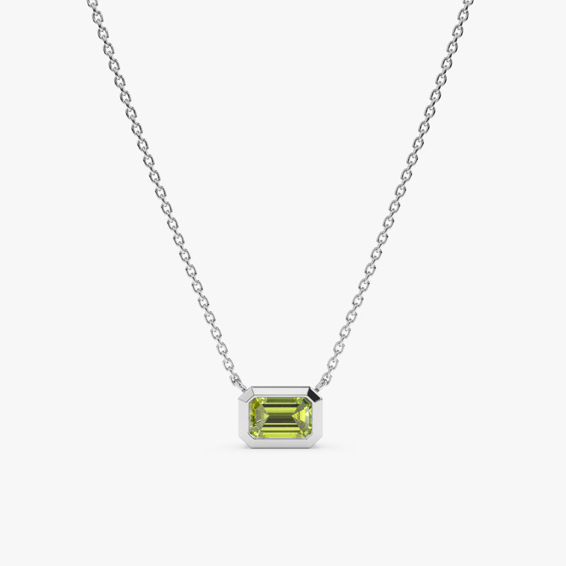 White Gold August Month Peridot Necklace