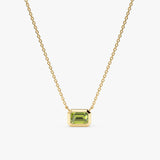 Yellow Gold Octagon Peridot Necklace