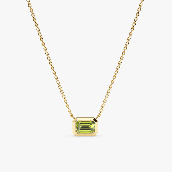 Yellow Gold Octagon Peridot Necklace
