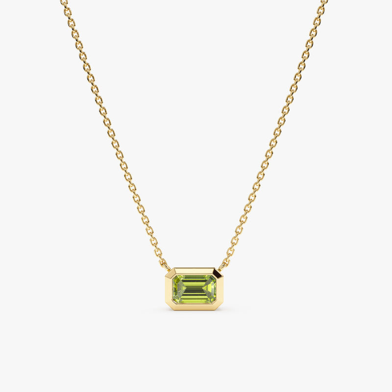 Yellow Gold Octagon Peridot Necklace
