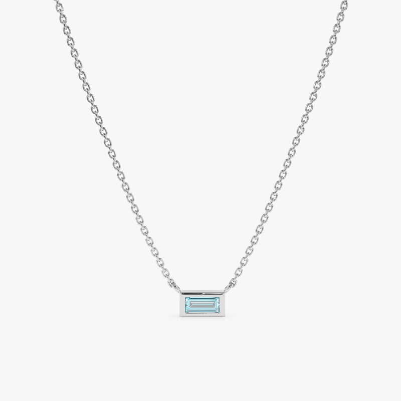White Gold Natural Aquamarine Pendant