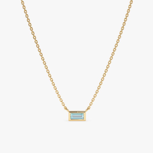 Yellow Gold Aquamarine Necklace