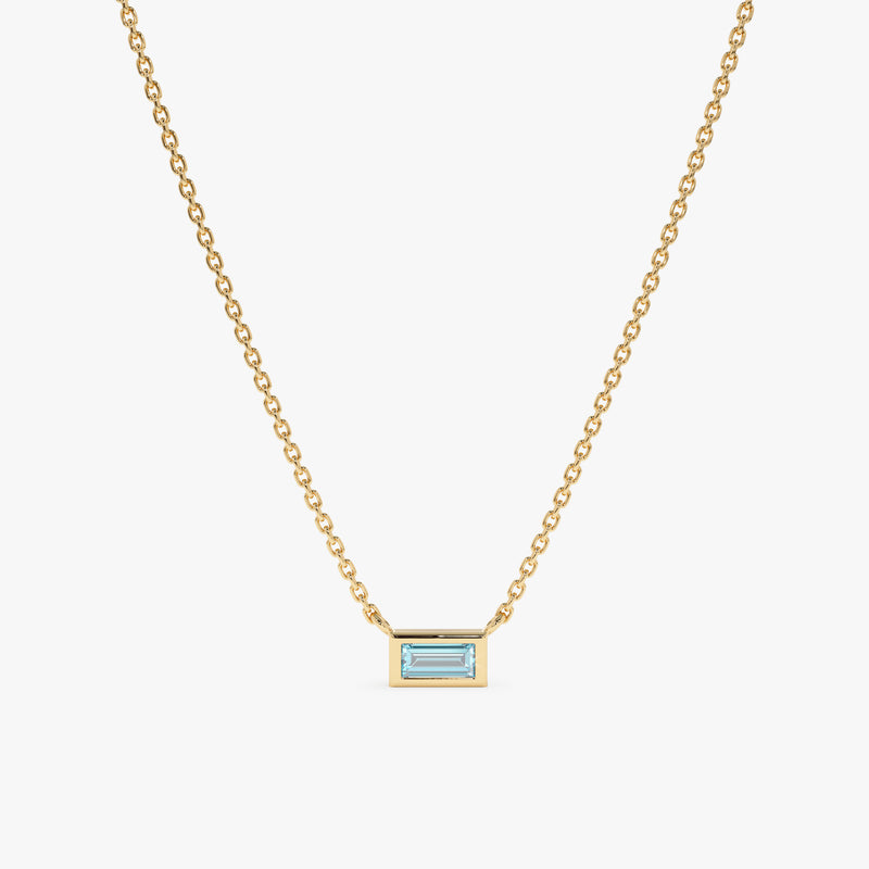 Yellow Gold Aquamarine Necklace