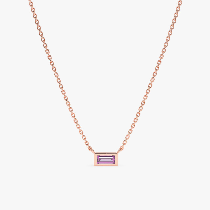 Rose Gold February Birthstone Amethyst Pendant necklace
