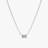 solid White Gold Natural baguette cut Amethyst Necklace