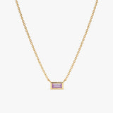 solid Yellow Gold natural Amethyst Necklace