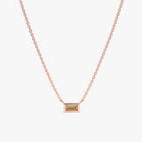 Rose Gold November Birthstone baguette cut Citrine Necklace