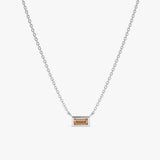 14k White Gold Natural Citrine Pendant necklace