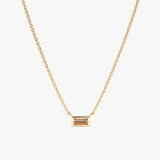 solid Yellow Gold Baguette Citrine Necklace