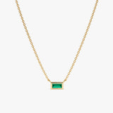 Yellow Gold Baguette Emerald Necklace