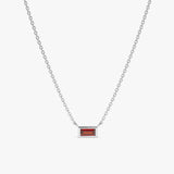 solid White Gold Natural Garnet Necklace 