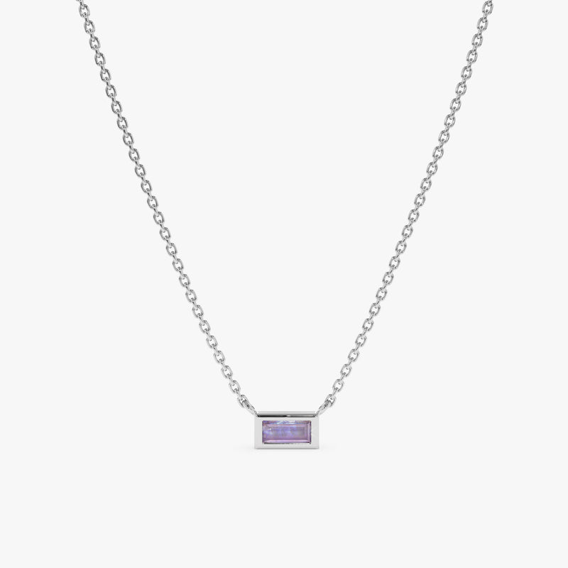 White Gold Natural Moonstone Pendant