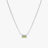 solid 14k White Gold August Birthstone Necklace