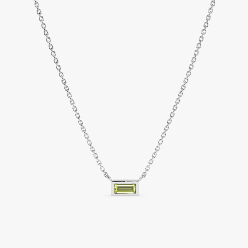 solid 14k White Gold August Birthstone Necklace
