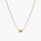 Yellow Gold Baguette Peridot pendant Necklace