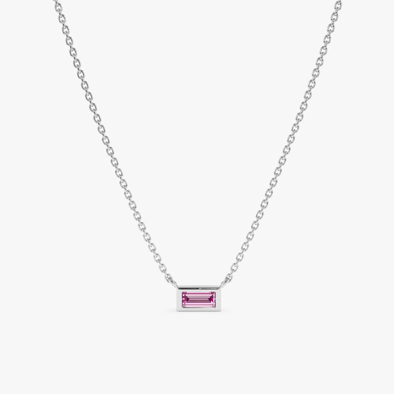 White Gold Natural Pink Sapphire Pendant