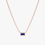 Rose Gold Baguette Sapphire Necklace