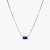 White Gold Baguette Sapphire Necklace