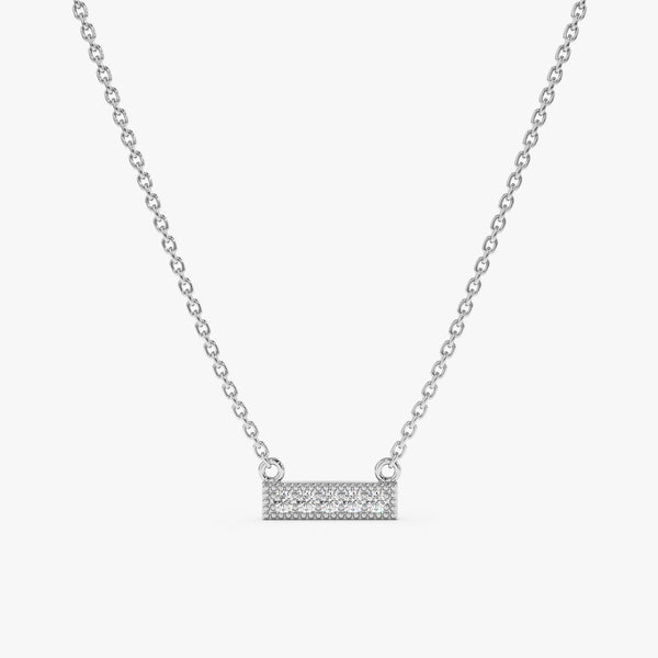 White Gold Diamond Bar Necklace