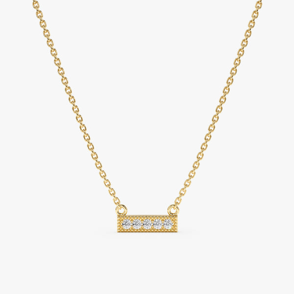 Yellow Gold Diamond Bar Necklace