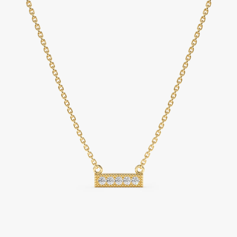 Yellow Gold Diamond Bar Necklace