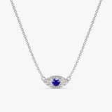 White Gold Evil Eye sapphire Necklace