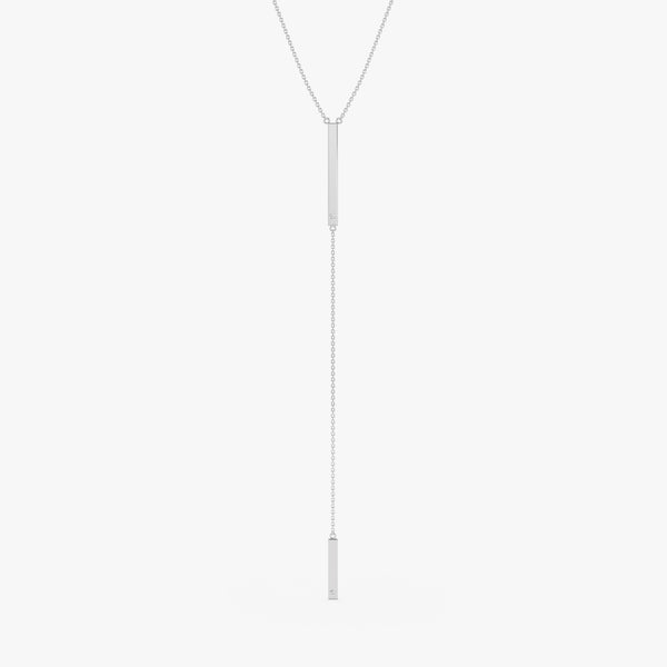 White Gold Engravable Diamond Lariat Necklace