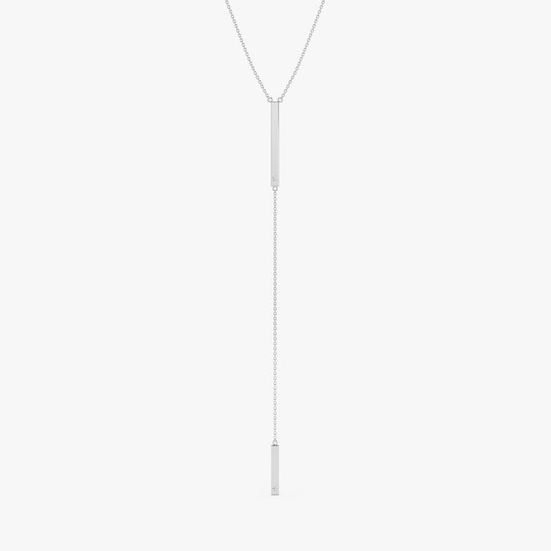 White Gold Engravable Diamond Lariat Necklace