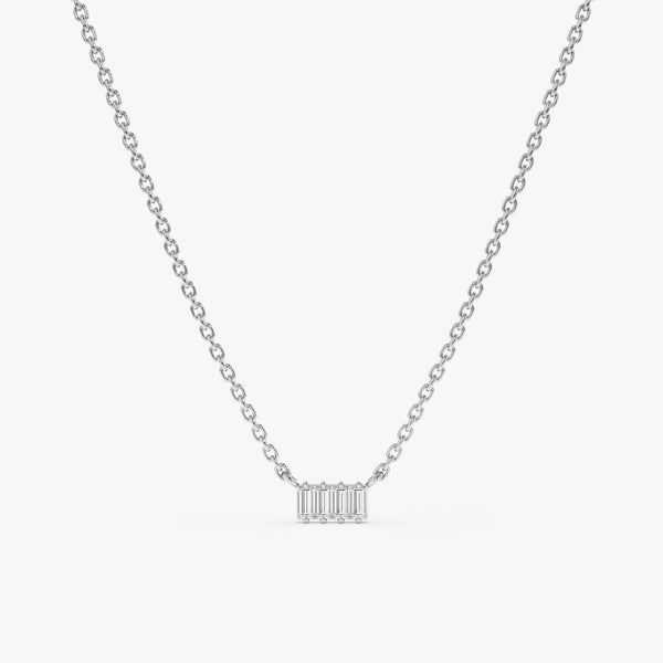 White Gold Petite Baguette Necklace