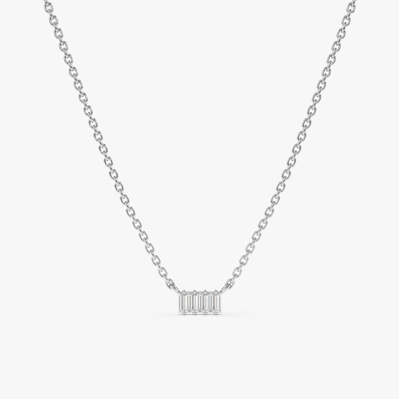 White Gold Petite Baguette Necklace