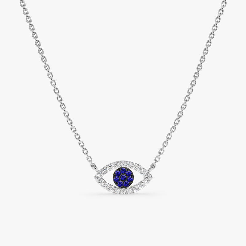White Gold Sapphire Diamond Lucky Eye