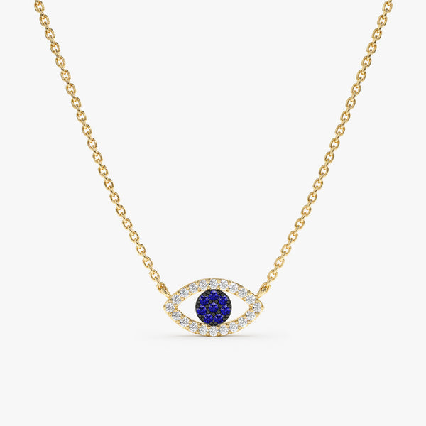 Sapphire Diamond Evil Eye Necklace